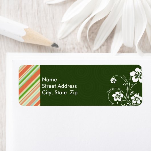 Perzik & bos groen gestreept; alfa etiket (Insitu)