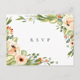 Perzik botanisch frame huwelijks-RSVP nummerverzoe Uitnodiging Briefkaart