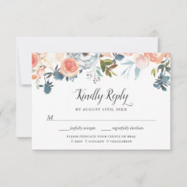 Perzik Botanische Bloemrijke RSVP Maaltijdkeuze Ka Kaartje