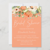 Perzik Botanische bruids douche uitnodiging (Voorkant)
