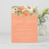 Perzik Botanische bruids douche uitnodiging (Staand voorkant)