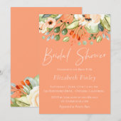 Perzik Botanische bruids douche uitnodiging (Voorkant / Achterkant)