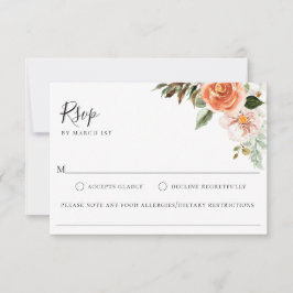 Perzik Botanische Bruiloft Voedsel Allergie RSVP K Kaartje
