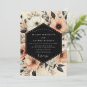 Perzik Botanische Elegantie Bruiloft Kaart (Staand voorkant)