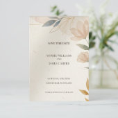 Perzik Botanische Save The Date Kaart (Staand voorkant)