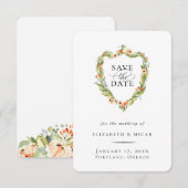 Perzik Botanische Wapen Save The Date Aankondiging (Voorkant / Achterkant)