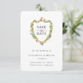 Perzik Botanische Wapen Save The Date Aankondiging (Staand voorkant)