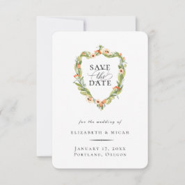 Perzik Botanische Wapen Save The Date Aankondiging