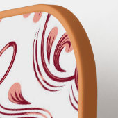 Perzik Bourgogne en witte Damask Floral Pickleball Paddle (Links Detail)