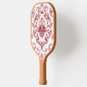 Perzik Bourgogne en witte Damask Floral Pickleball Paddle (Links)