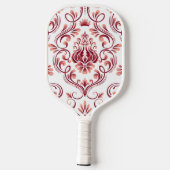 Perzik Bourgogne en witte Damask Floral Pickleball Paddle (Achterkant)