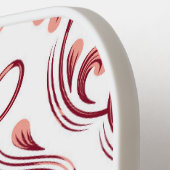 Perzik Bourgogne en witte Damask Floral Pickleball Paddle (Links Detail)