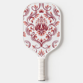 Perzik Bourgogne en witte Damask Floral Pickleball Paddle