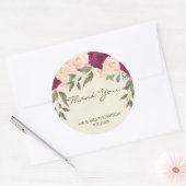 Perzik Bourgondië Bloemen Dank u gunsten sticker (Envelop)