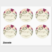 Perzik Bourgondië Bloemen Dank u gunsten sticker (Vel)