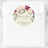 Perzik Bourgondië Bloemen Dank u gunsten sticker (Tas)