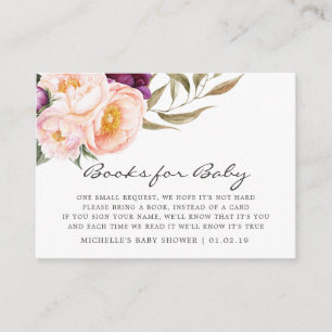 Perzik & Bourgondië Bloemige Baby Shower Boek Verz Informatiekaartje