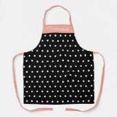 Perzik Bridesmaid Black en White Polka Dot Name Schort (Voorkant)