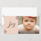 Perzik & Bronzen Glitter Joy Kerst Fotokaart Feestdagenkaart (Voorkant / Achterkant)