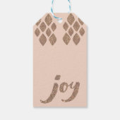 Perzik & Bronzen Glitter Joy Kerstmis Cadeaulabel (Achterkant)