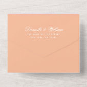 Perzik Bruiloft Elegant Script Moderne Kleur RSVP All In One Uitnodiging (Achterkant)