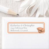 Perzik Bruiloft Moderne Elegante Bloemen Poppies R Etiket (Insitu)