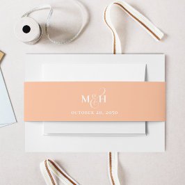 Perzik bruiloft Monogram Script Custom Uitnodigingen Wikkel