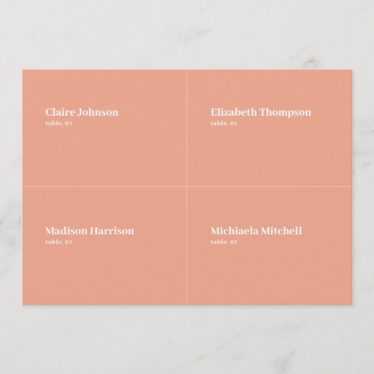 Perzik Bruiloft Plaats Kaart DIY (Voorkant)