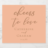 Perzik bruiloft Proost op Liefde Sparkling Wijnetiket (Enkel label)