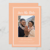 Perzik Bruiloft Verloving Foto Afbeelding Modern Save The Date (Voorkant / Achterkant)
