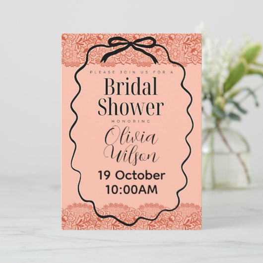 Perzik bruiloftsborrel kaart (Staand voorkant)