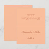 Perzik Bruin Gedrukte Gastenaam Bruiloft Plaats Ka (Voorkant / Achterkant)