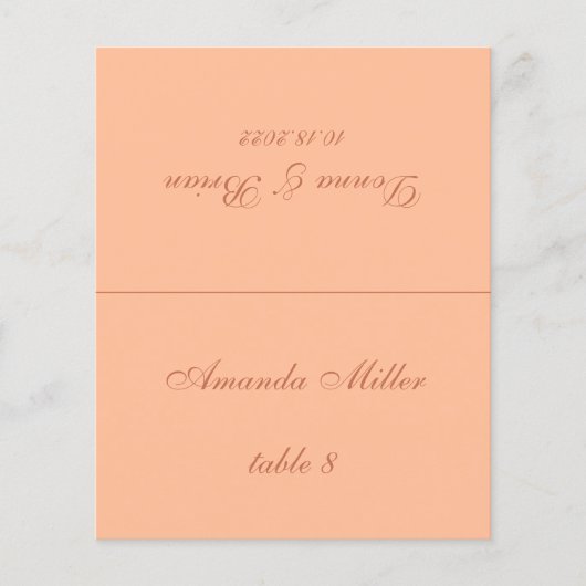 Perzik Bruin Gedrukte Gastenaam Bruiloft Plaats Ka (Voorkant)