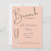 Perzik brunch en bruisende bruiloft uitnodiging  (Voorkant)