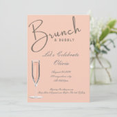 Perzik brunch en bruisende bruiloft uitnodiging  (Staand voorkant)