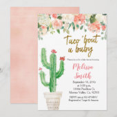 Perzik Cactus bloem Baby Shower Taco Over Baby Kaart (Voorkant / Achterkant)