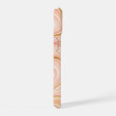 Perzik Cake Marmer Goud Glitter Aanpasbaar iPhone 15 Case (Rechterkant)