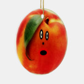 Perzik Cartoon Gezicht Keramisch Ornament (Rechts)