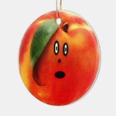 Perzik Cartoon Gezicht Keramisch Ornament (Links)