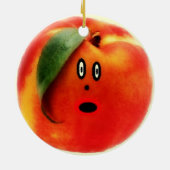 Perzik Cartoon Gezicht Keramisch Ornament (Achterkant)