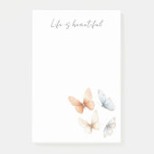 Perzik Chic Blauwe Vlinders Post-it® Notes (Voorkant)
