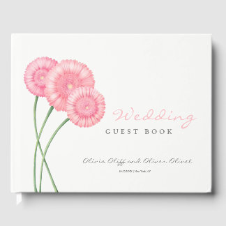 Perzik Chrysanthemum Bruiloft Gastenboek