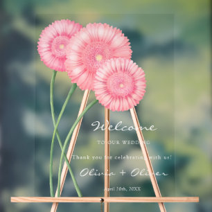 Perzik Chrysanthemum Bruiloft Welkom Acryl Bord
