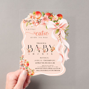 Perzik Citrus Bloem Boog Baby Shower Uitnodiging