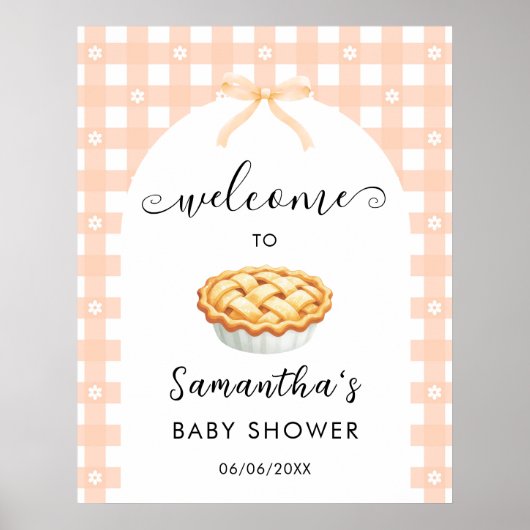 Perzik Coquette Taart Baby Shower Welkom Poster (Voorkant)