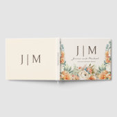 Perzik crème bloemen eucalyptus bruiloft gastenboek (Volledig)