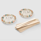 Perzik crème bloemen eucalyptus bruiloft handwaaier (Niet-gemonteerd)