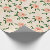 Perzik Crème Bloemrijke Bruiloftsborrel Cadeaupapier (Hoek)