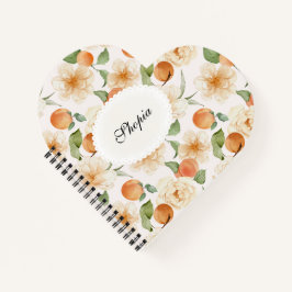 Perzik & Crème Bloemrijke Elegante Notebook Hoes O Notitieboek
