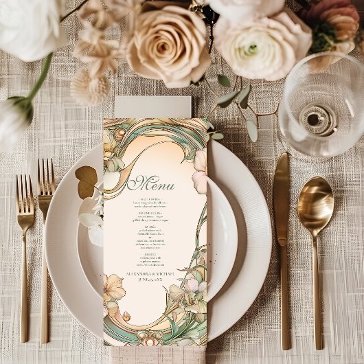 Perzik Crème Bloom bruiloft Menu